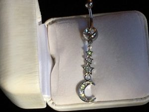 stars and moon belly bar, Belly Bars, Body Jewelry, Belly Rings, Reverse Belly Rings, Dangling Belly Rings, Unique belly button jewelry, Evil eye, unique jewelry for sale, unique belly button bling, good luck charm, bling belly ring, jewelry online, jewelry for sale